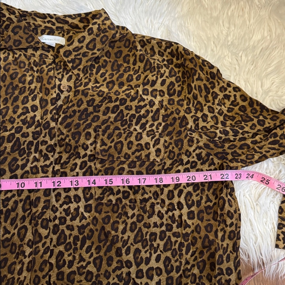 Garnet Hill Leopard Print Button Down Silk  Shirt Size 18 Womens - Picture 8 of 11